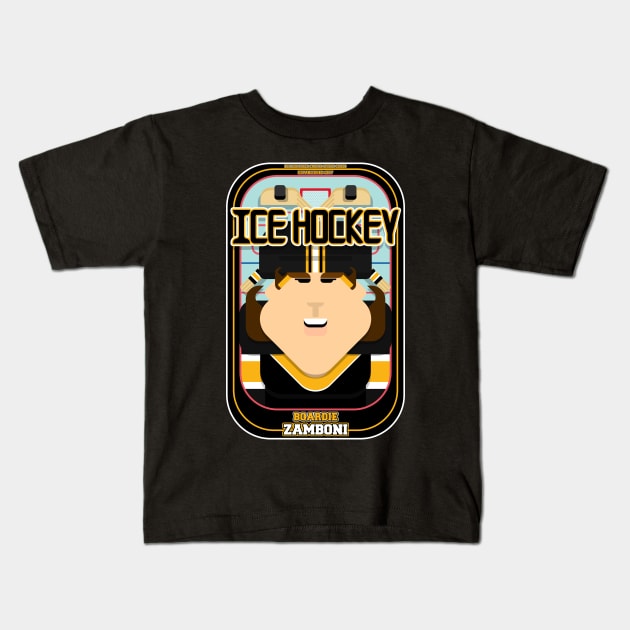 Ice Hockey Black and Yellow - Boardie Zamboni - June version Kids T-Shirt by Boxedspapercrafts